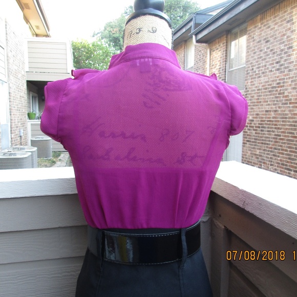 1336 Snap Pink & black ruffle front dress Sz S - Picture 5 of 7